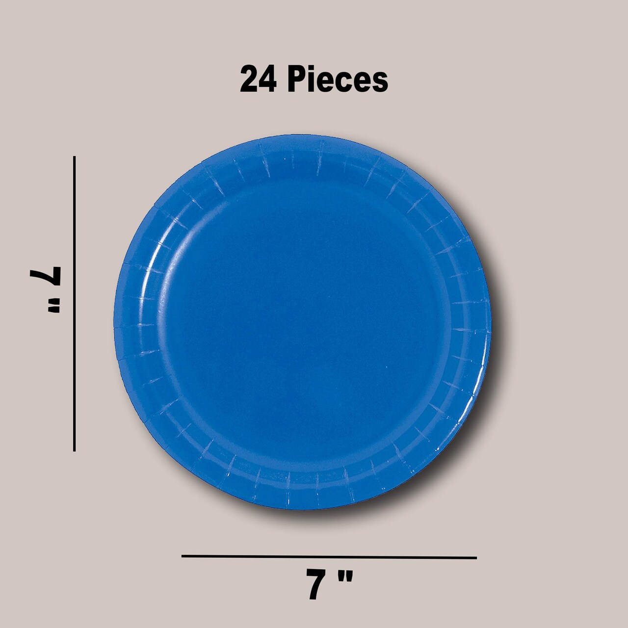 24 Count 7" Blue Paper Dessert Plates Ideal for Party Wedding Shower Use
